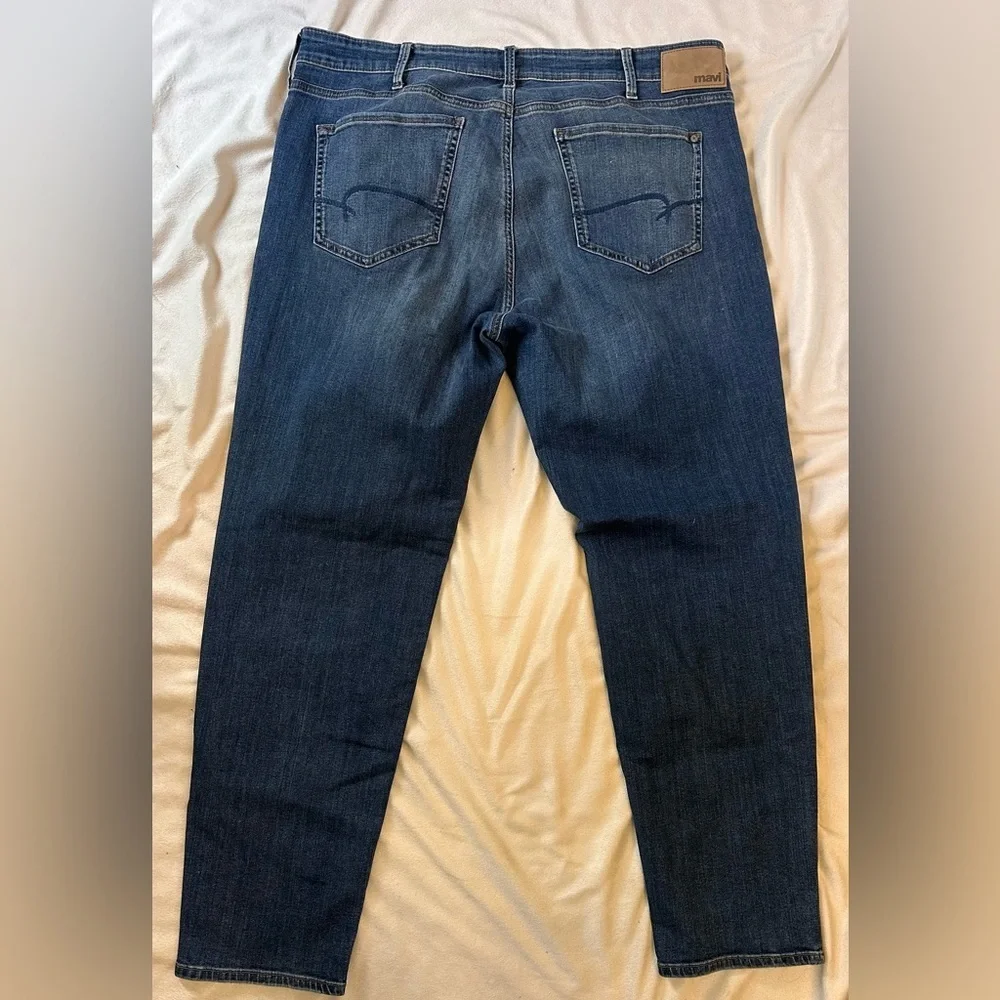 Mavi Men's Dark Blue Athletic Fit Cotton Jeans Size 42x32